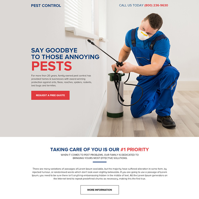 pest control services responsive landing page design Pest Control example
