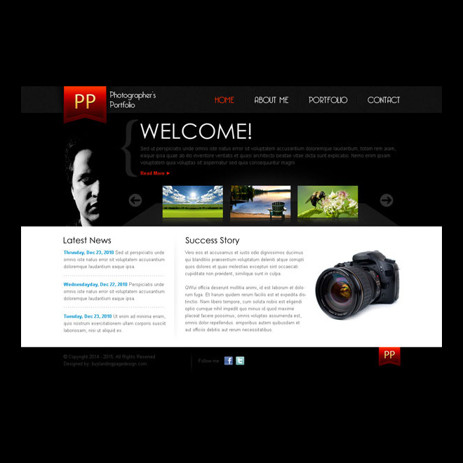 Simple And Clean Photographers Portfolio Website Template Design Psd Simple Professional Website Templates