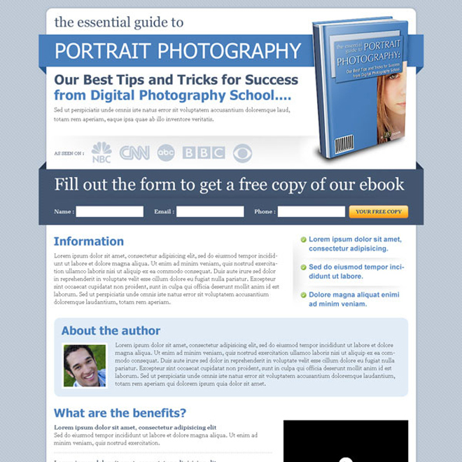 clean minimal and effective ebook lead capture squeeze page design Ebook example