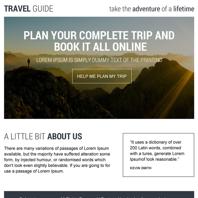 professional travel guide ppv landing page design Travel example