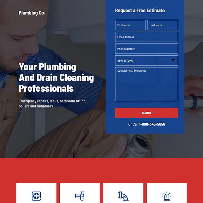 plumbing professionals responsive lead capture landing page