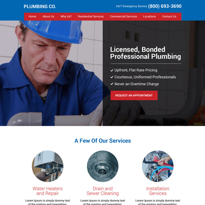 plumbing company responsive website design Plumbing example