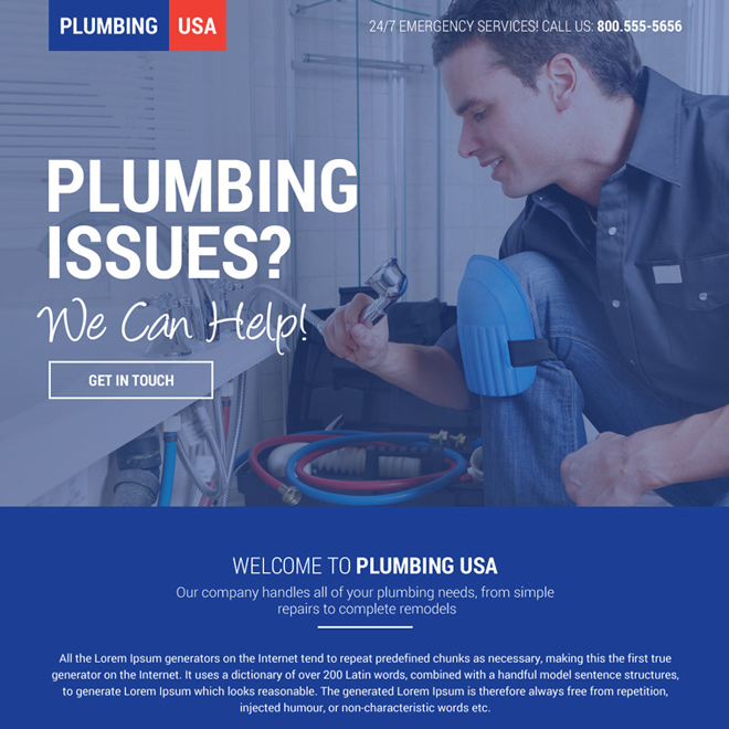 responsive plumbing solution mini landing page design