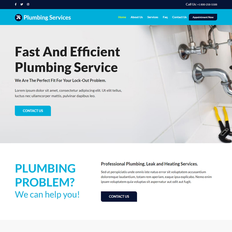 emergency plumbing services responsive website design Plumbing example