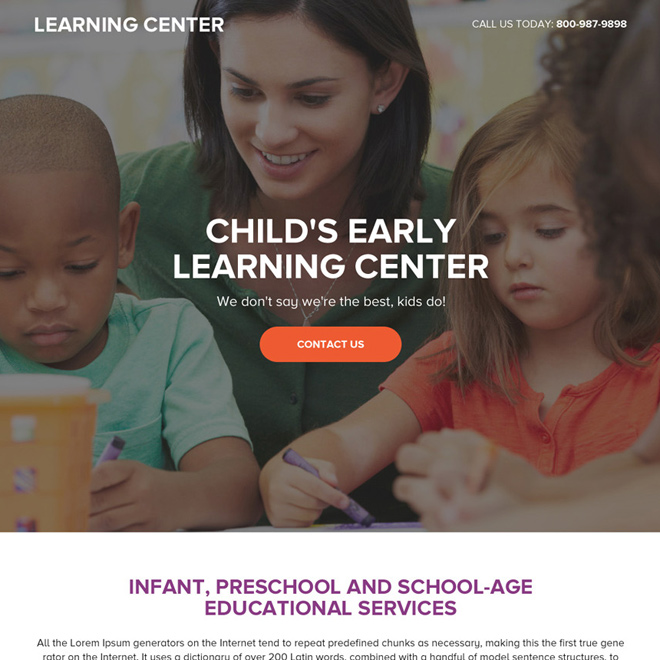 preschool education service responsive landing page design Education example