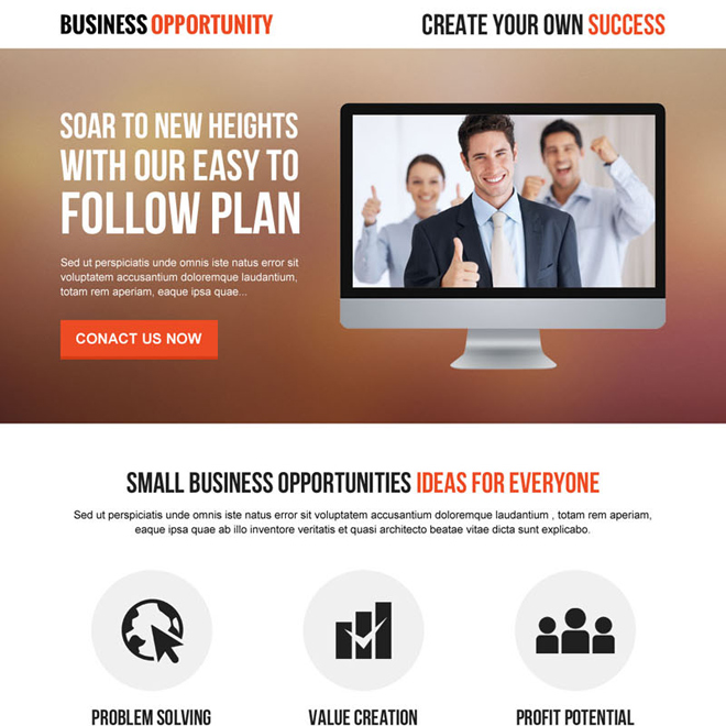 professional and clean corporate business solution lead gen responsive landing page design