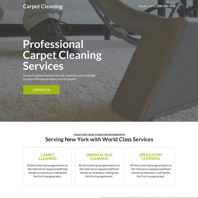 professional carpet cleaning responsive landing page design