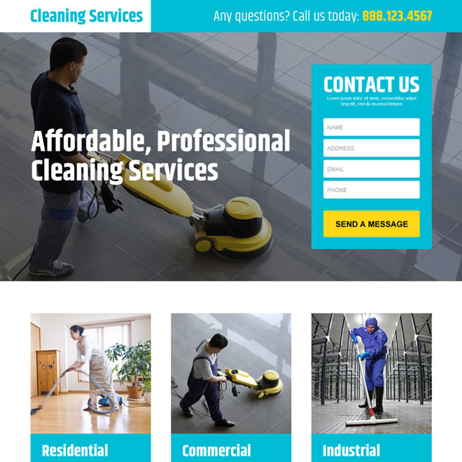 professional cleaning service responsive landing page design Cleaning Services example