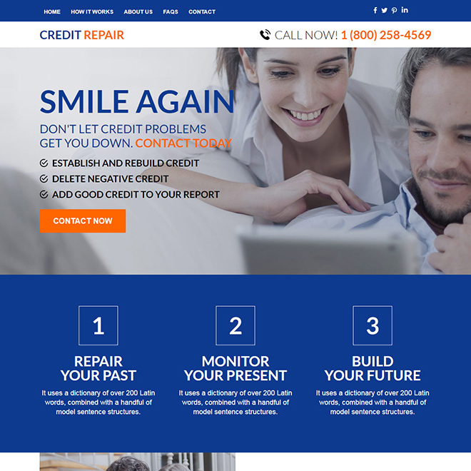 professional credit repair sign up capturing responsive website design Credit Repair example