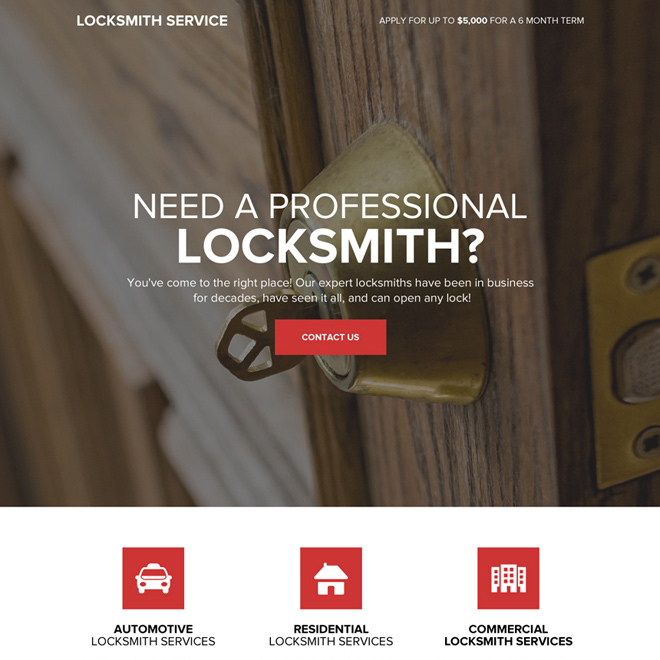 professional locksmith service responsive landing page design