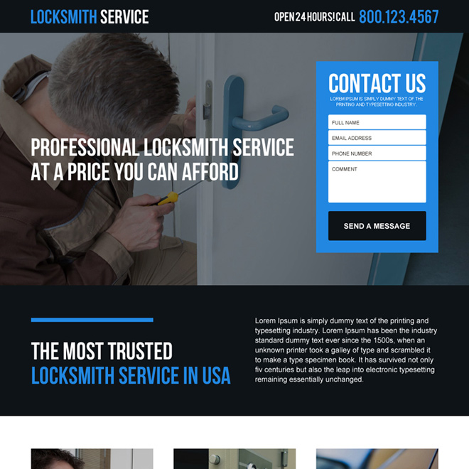 professional locksmith service in USA responsive landing page Locksmith example