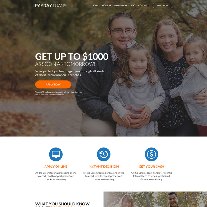 professional payday loan responsive website design Payday Loan example