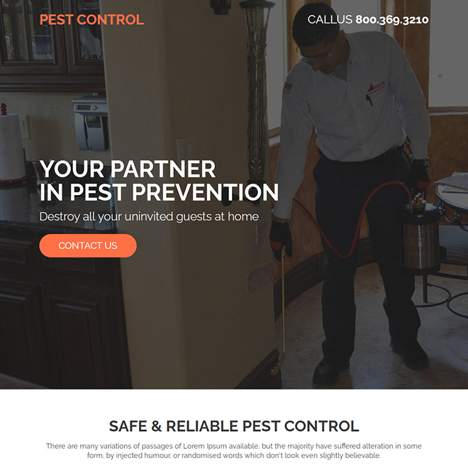 expert pest prevention service lead capture landing page Pest Control example