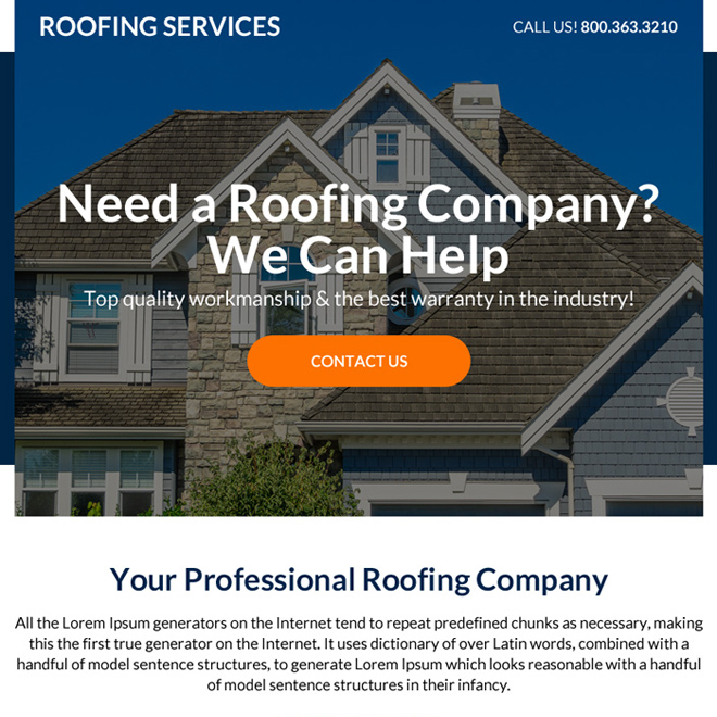 professional roofing services ppv landing page