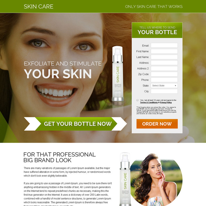 professional skin care product bank page design Skin Care example