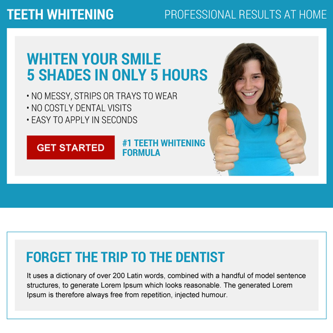 teeth whitening formula ppv landing page design