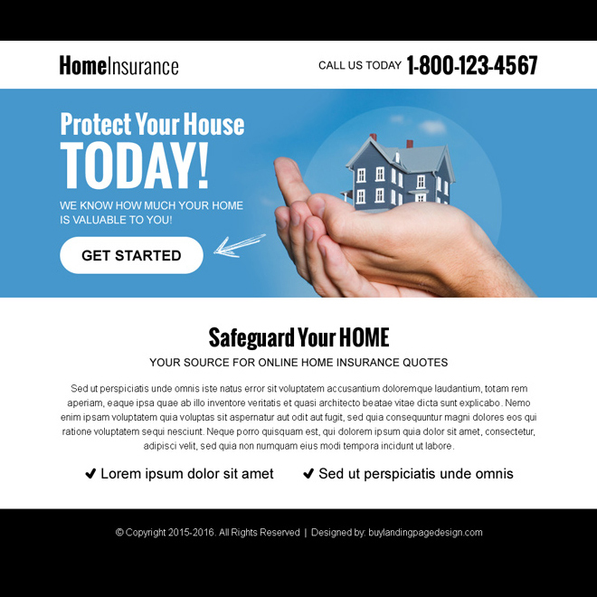 protect your home with insurance ppv landing page design Home Insurance example