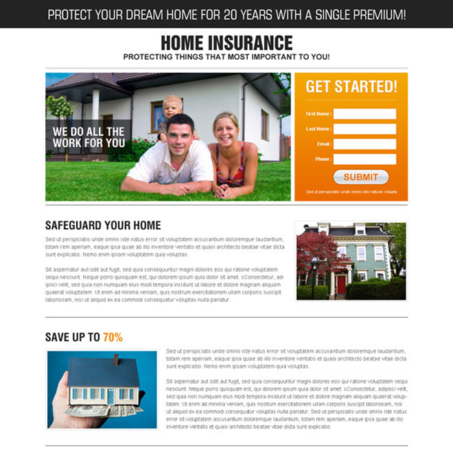 safe guard your home high converting lead gen splash page design