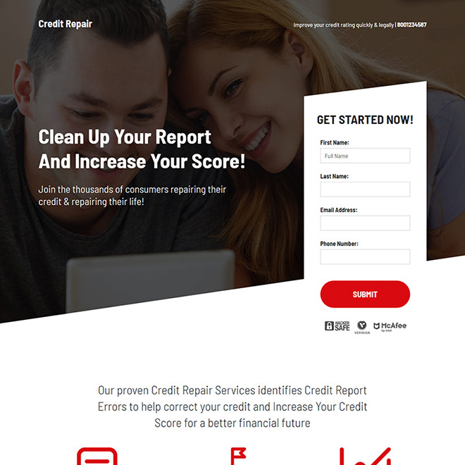 bad credit repair and restoration consultation landing page