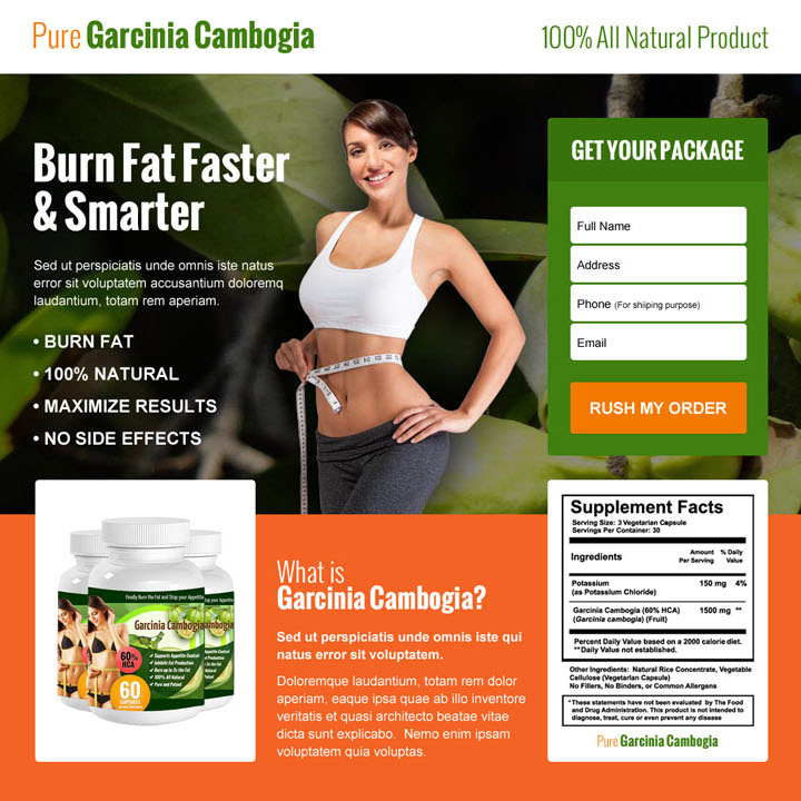 converting pure garcinia cambogia product lead capture landing page design