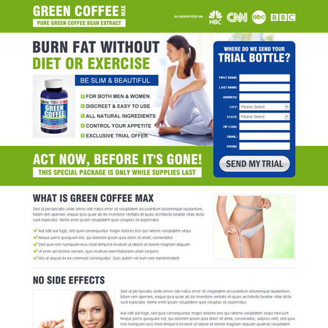 burn fat without diet or exercise green coffee weight loss product lead capture design