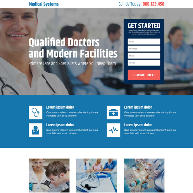 qualified doctor medical lead generating responsive landing page design Medical example