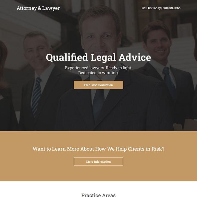 quality legal advisor responsive landing page Attorney and Law example