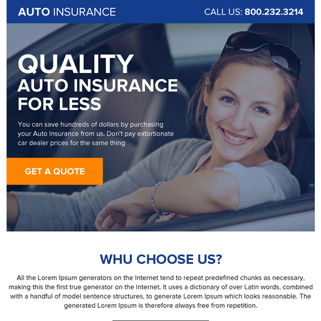 quality auto insurance ppv landing page design