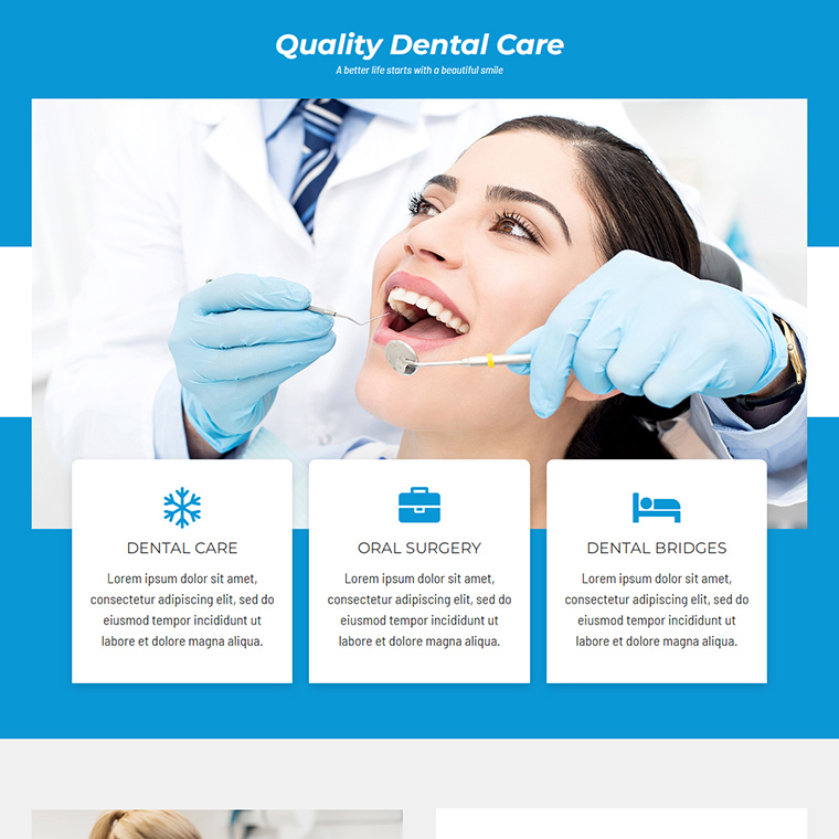 quality dental care service responsive landing page design Dental Care example