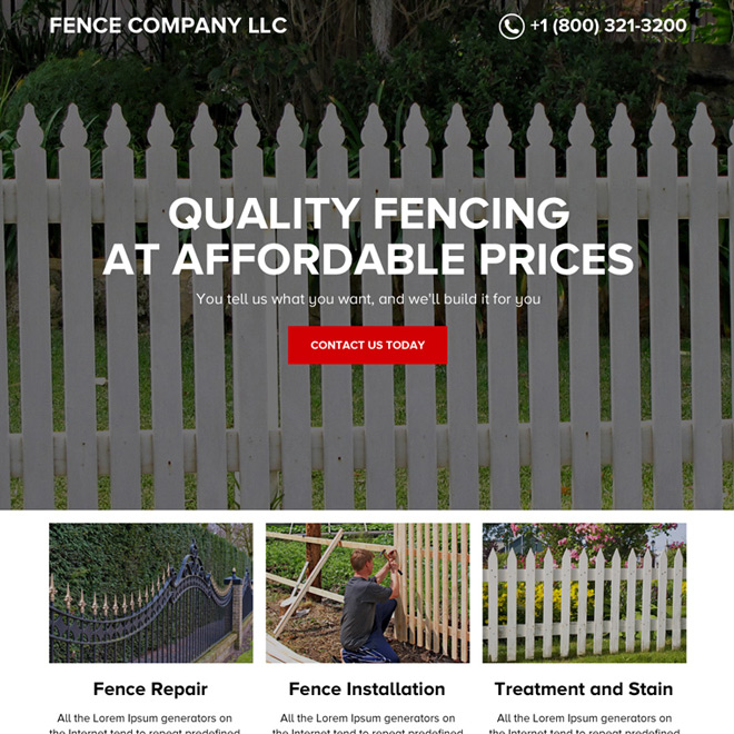 quality fencing services responsive landing page design Fencing example