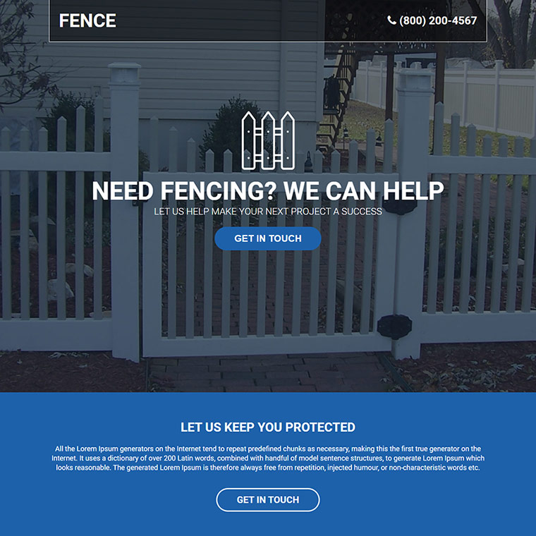quality fencing solutions responsive landing page Fencing example