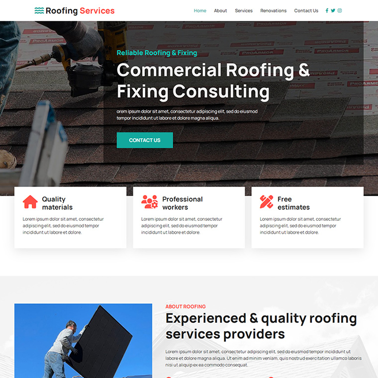 roofing service provider responsive website design Roofing example