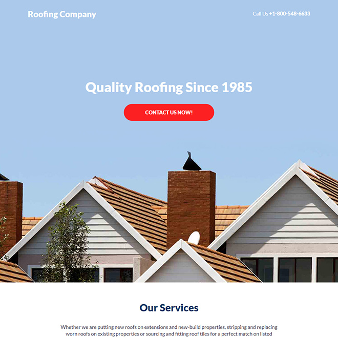 roofing company responsive lead capture landing page design