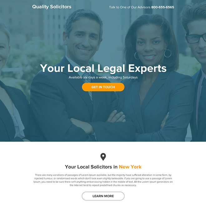 local solicitors lead generating responsive landing page design Attorney and Law example