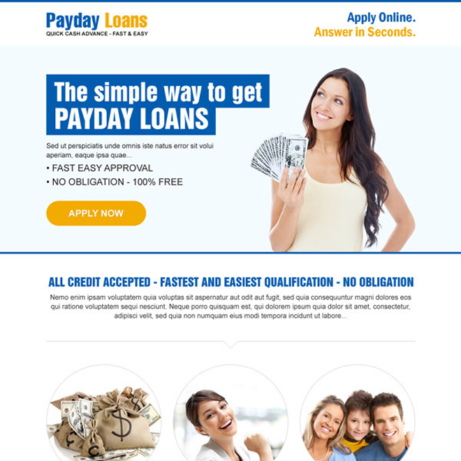 responsive quick cash payday loan landing page