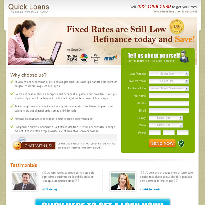 quick loan attractive and appealing landing page design for sale Loan example