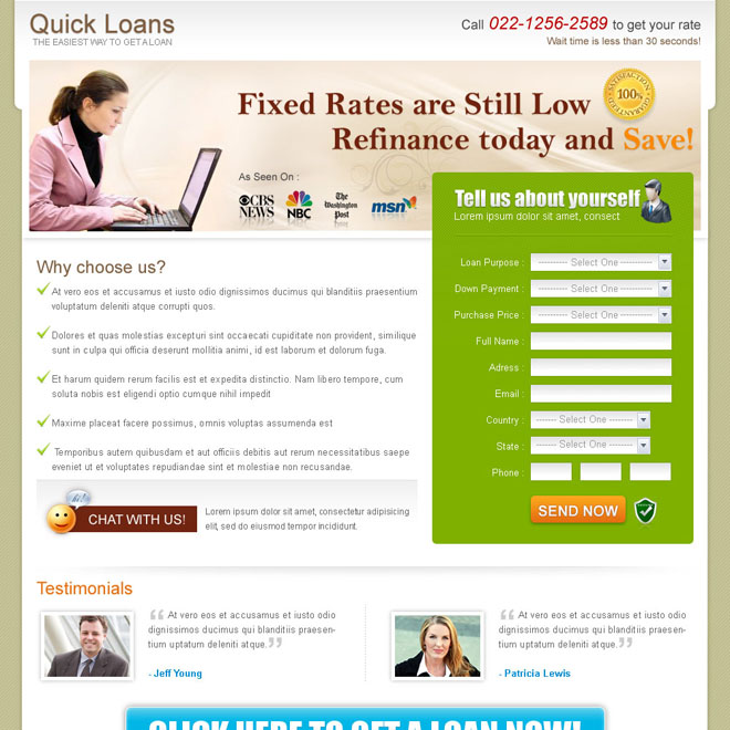 quick loan attractive and appealing landing page design for sale