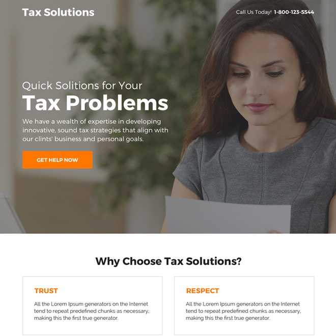 responsive tax solutions appealing landing page design