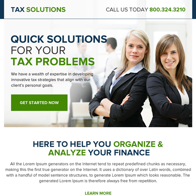 quick tax solution professional ppv landing page design