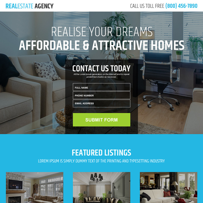 real estate agency business responsive landing page