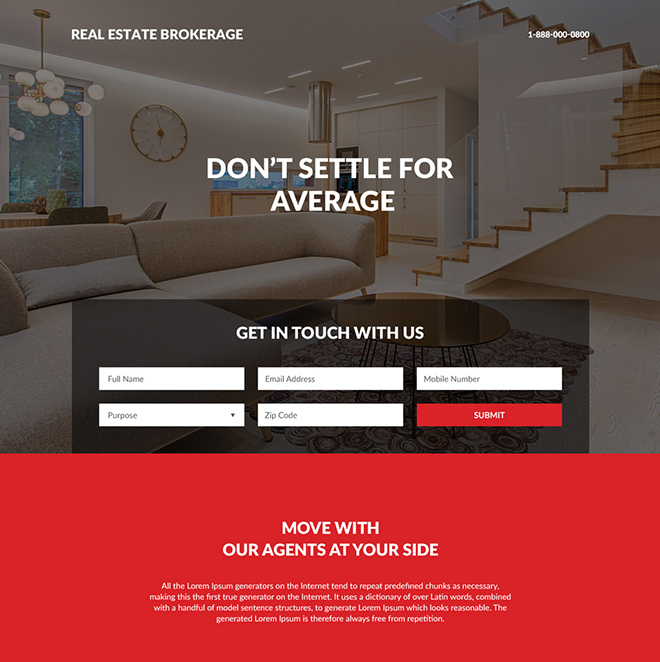 real estate brokerage lead capture responsive landing page