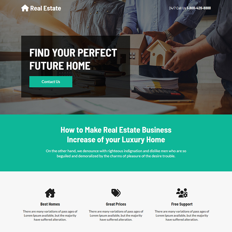 real estate business responsive landing page design Real Estate example
