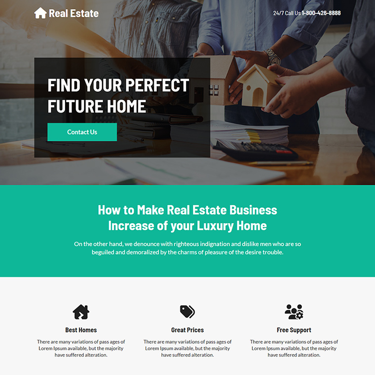 real estate business responsive landing page design