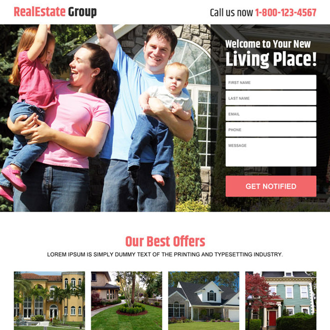 real estate group best deals responsive landing page design Real Estate example