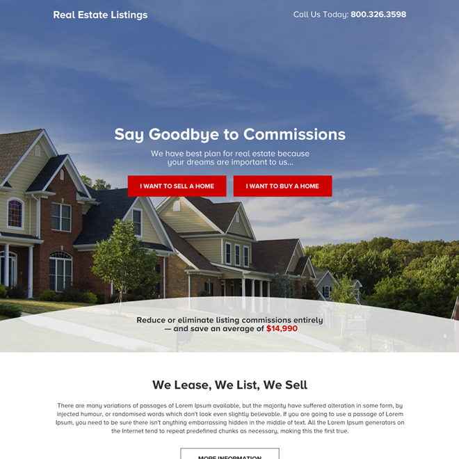 real estate listing call to action responsive landing page Real Estate example