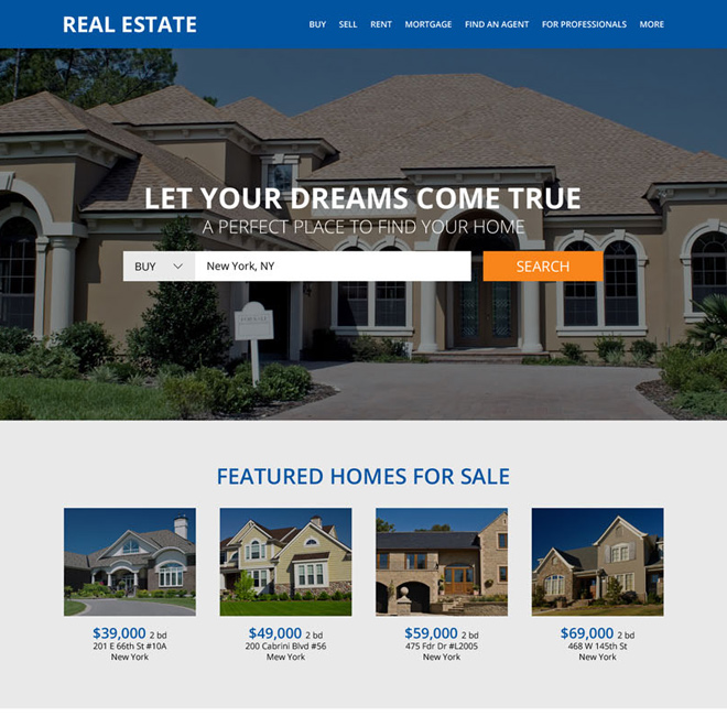 clean real estate property listing responsive website design Real Estate example