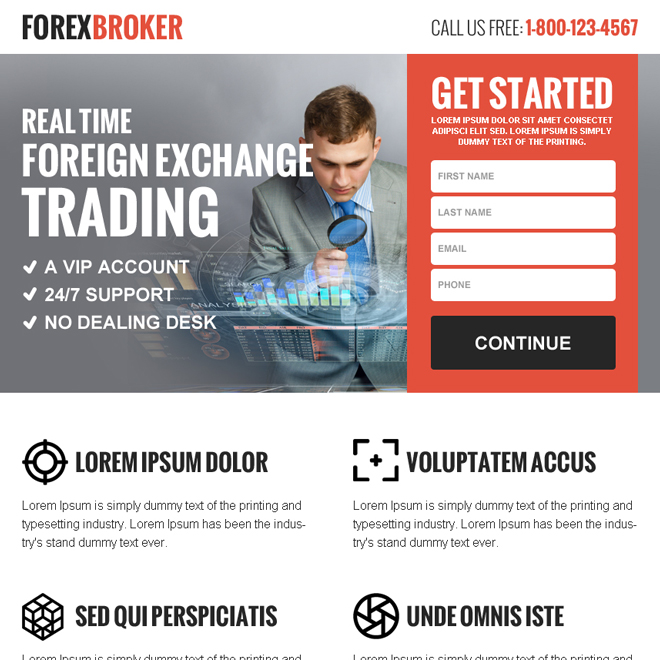 real time forex broker lead gen ppv landing page design Forex Trading example