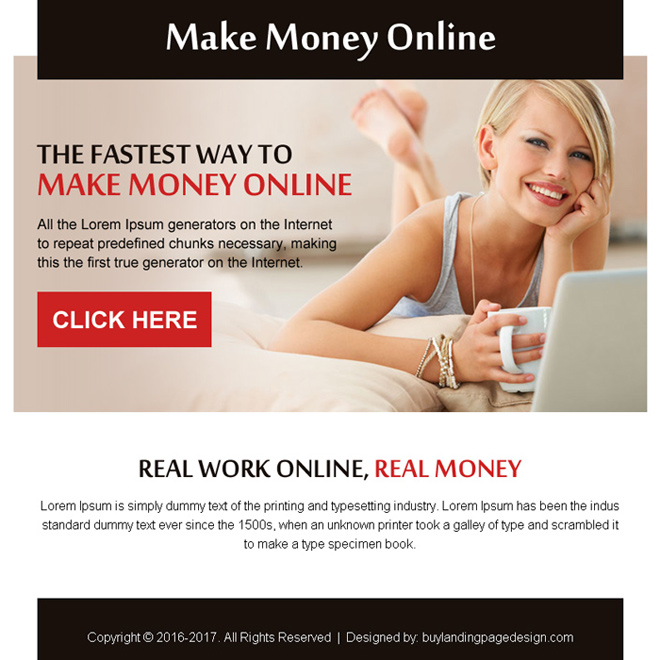 real work real money online ppv landing page design Make Money Online example