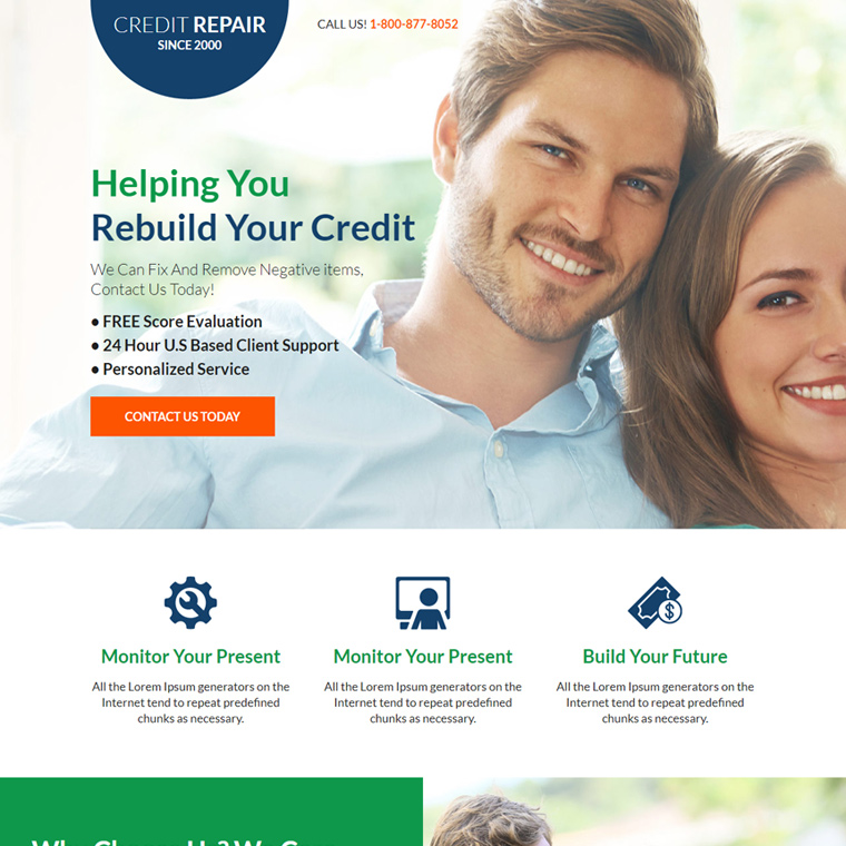 personalized credit repair service landing page