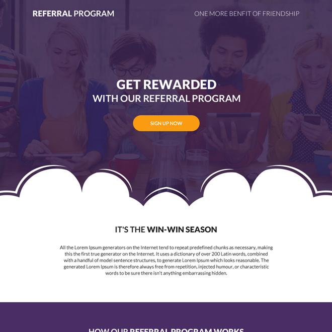 referral program sign up capturing landing page design